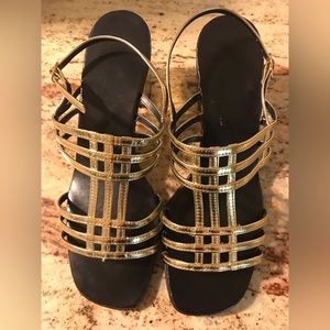 Vintage Gold Strappy Sandals